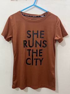 Brown Active Wear Tshirt