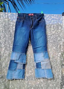 Patchwork Flare Leg Jeans