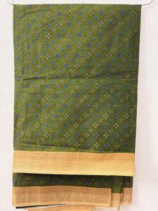 Olive Green PrintedCotton Saree