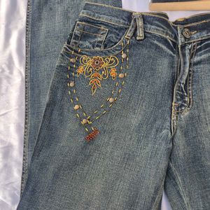 Embroidered Bootcut Denim Y2K