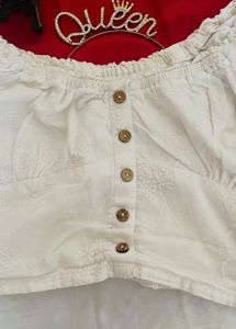 Cream Puff Sleeve Button Top