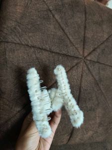 Fluffy White Hair Clip