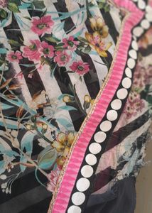 Floral Black Saree With Blouse
