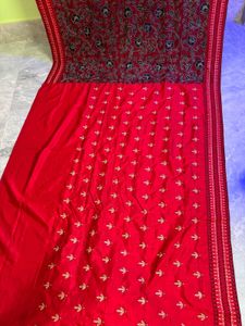 Weaving Katha Stitch Silk Saree