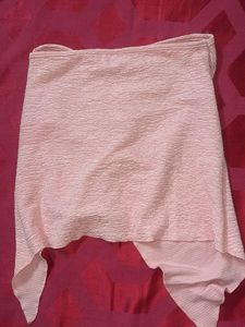 Pink Ruched Drawstring Crop Tube Top