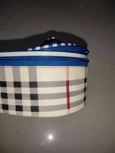 Checked &amp; Striped Cosmetic Bag