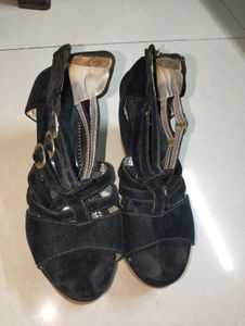 Black Velvet Wedges