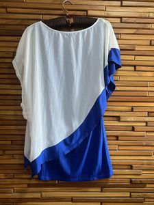 Blue &amp; White Layered Short Dress