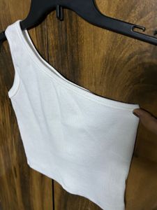 White Asymmetrical Tank Top