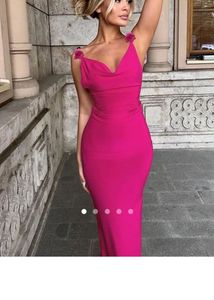 Hot Pink Flower Strap Dress