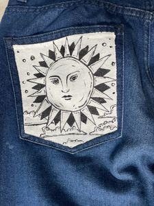 Dark Blue Denim Straight Leg High Waist Jeans