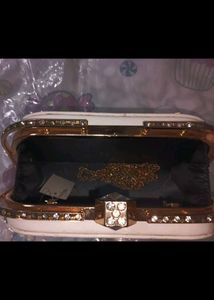 White Clutch with Gemstone Clasp