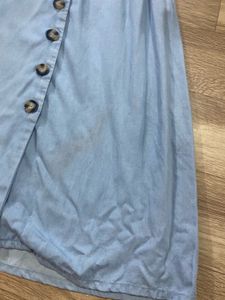 Light Wash Denim Button-Down Midi Dress