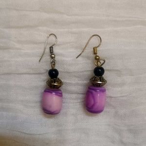 Handcrafted Purple Beaded Necklace &amp; Earring Set