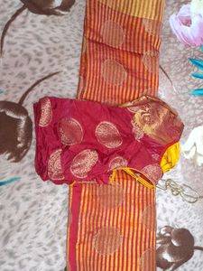 Silk Saree With Desgined Blouse Stitched