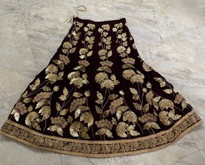 Price Drop!  Maroon Velvet Lehenga