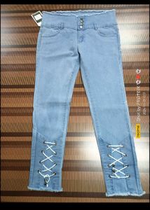 Stylish Lace-Up Detail Jeans