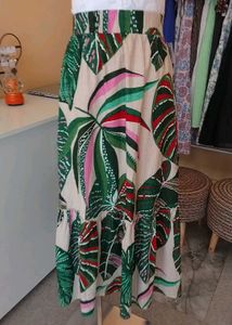 Tropical Print Maxi Skirt