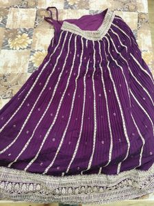 Purple Embellished Lehenga Set With Heavy Cannes