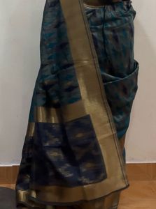 Elegant Dark Teal &amp; Gold Saree