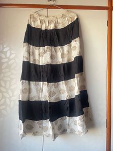 Boho Black &amp; White Tiered Maxi Skirt