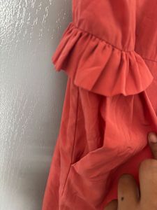 Coral Ruffle Mini Dress