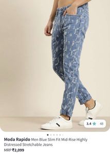 Moda Rapido Blue Slim fit Highly distressed Jeans