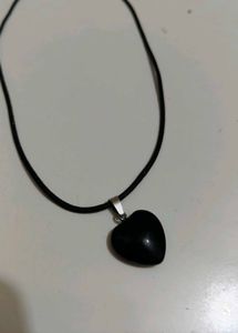 Black Heart Pendant Leather CordNecklace