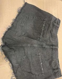 Distressed Black Denim Shorts