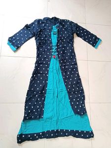Blue Heart Print Dress with Jacket