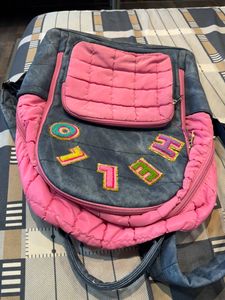 Pink And Grey Beautiful School Bag For Girls