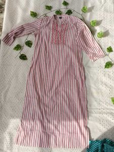 Striped Embroidered Kurta