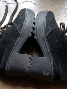 Black Ankle Boots with Gold Stud Detail