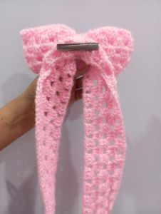 Handmade Crochet Long Tail Hair Bow Clip