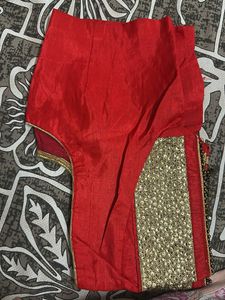 Elegant Gold &amp; Red Festive Saree