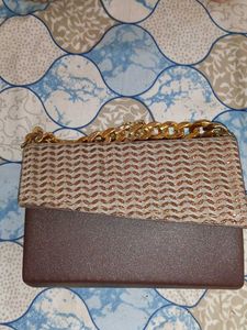 Brown & Gold Chain Shoulder Bag