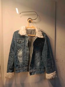 Denim Jacket with Fur Trim