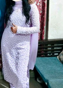 Lavender Embroidered Kurta Set