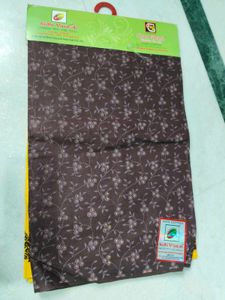 Brown &amp; Yellow Printed Unstitched Salwar Suit