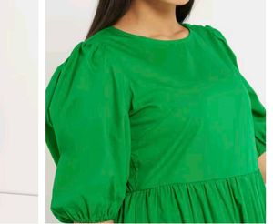 Green Puff Sleeve Maxi Dress
