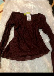 Burgundy Lace Long Sleeve Top