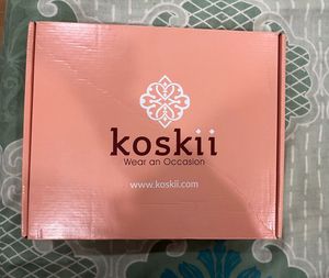 Koskii Navy Blue Floral Stonework Chiffon Saree