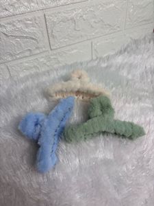 Pastel Fuzzy Claw Clip Set