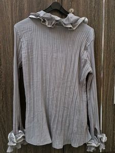 Grey Ruffle Top