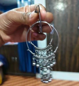 Silver Tone Jhumka Earrings
