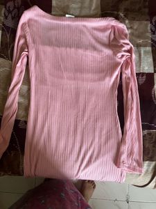 Pink Ribbed bodycon dress