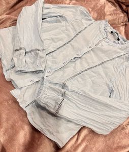Chic Light Blue Button-Down Top