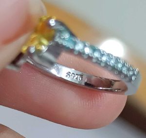 Real 925 Silver Pink &amp; Yellow Heart Ring
