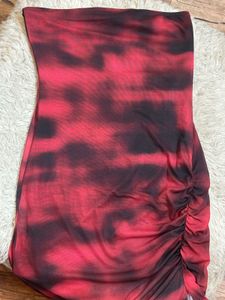 Red &amp; Black Tie-Dye Ruched Mini Dress