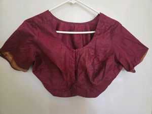 Maroon jari border Ethnic Blouse